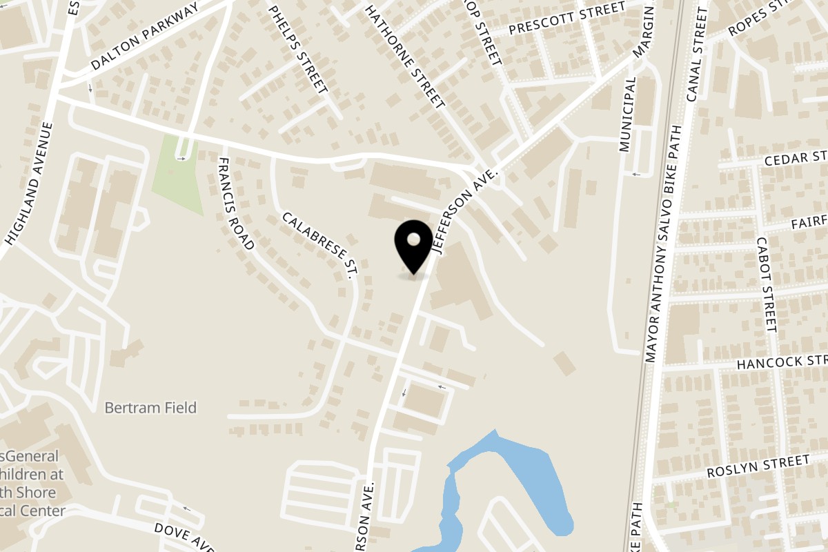 Map showing the location of Nick's Pizza, Roast Beef & Subs on 44 Jefferson Ave in Salem